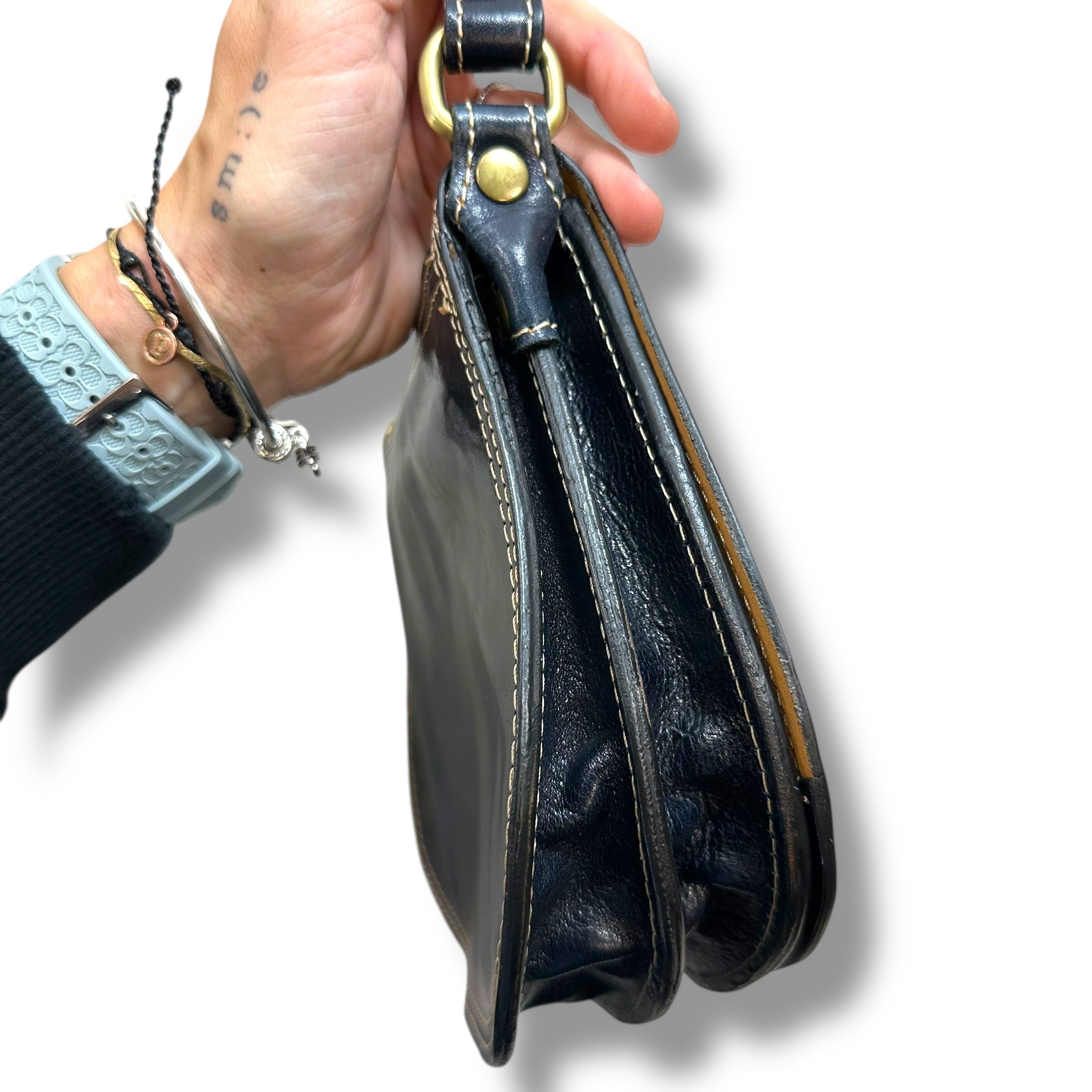 Firenze Saddle Bag Leather Crossbody By Floto, Size: Small