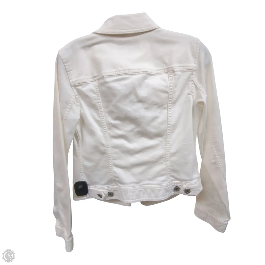 Jacket Denim By Talbots In White Denim, Size: Xs