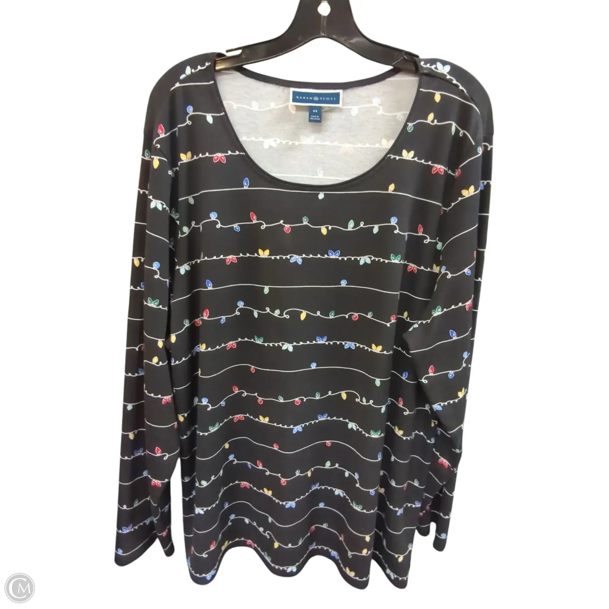 Top Long Sleeve By Karen Scott In Black, Size: 2x