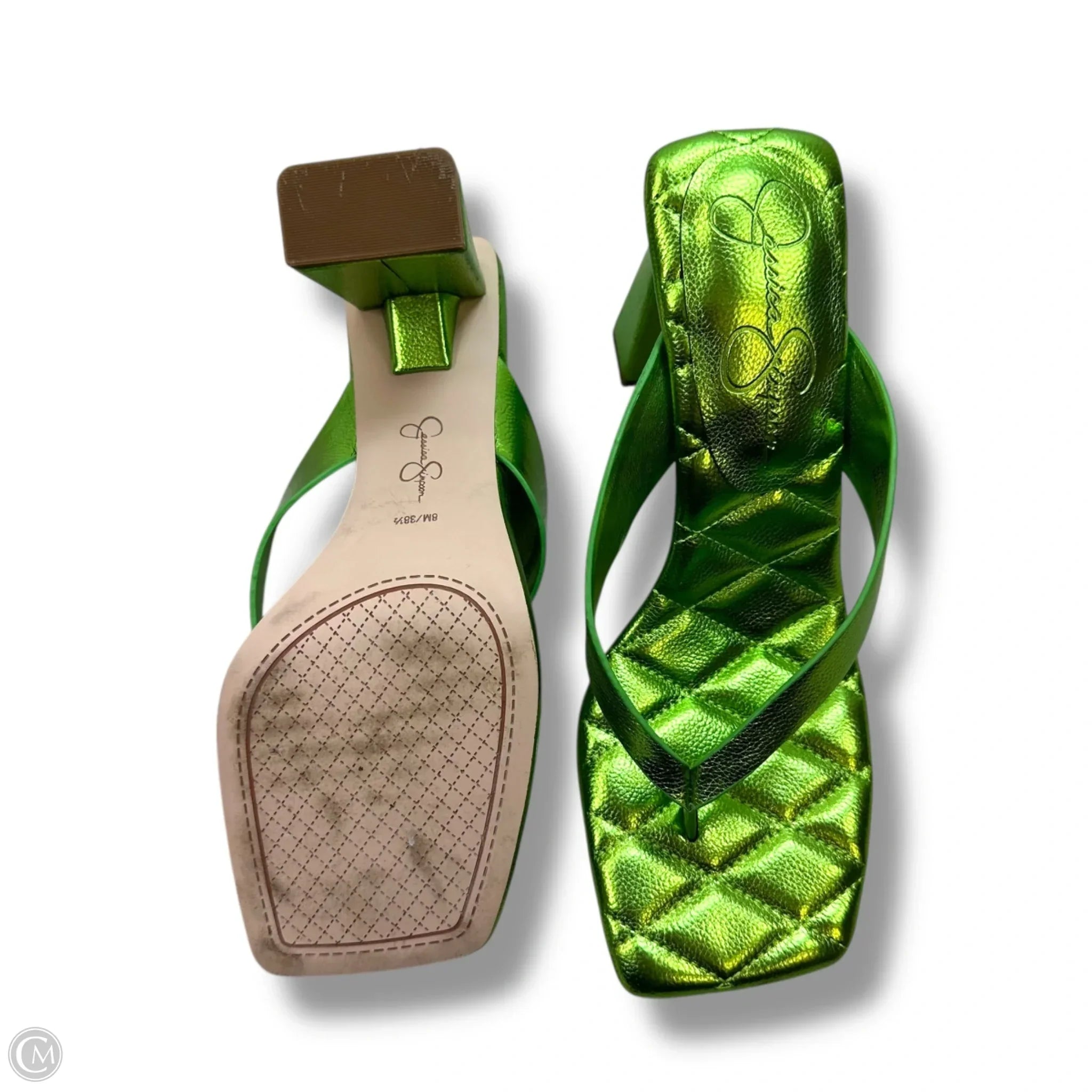 Sandals Heels Block By Jessica Simpson In Green, Size: 8