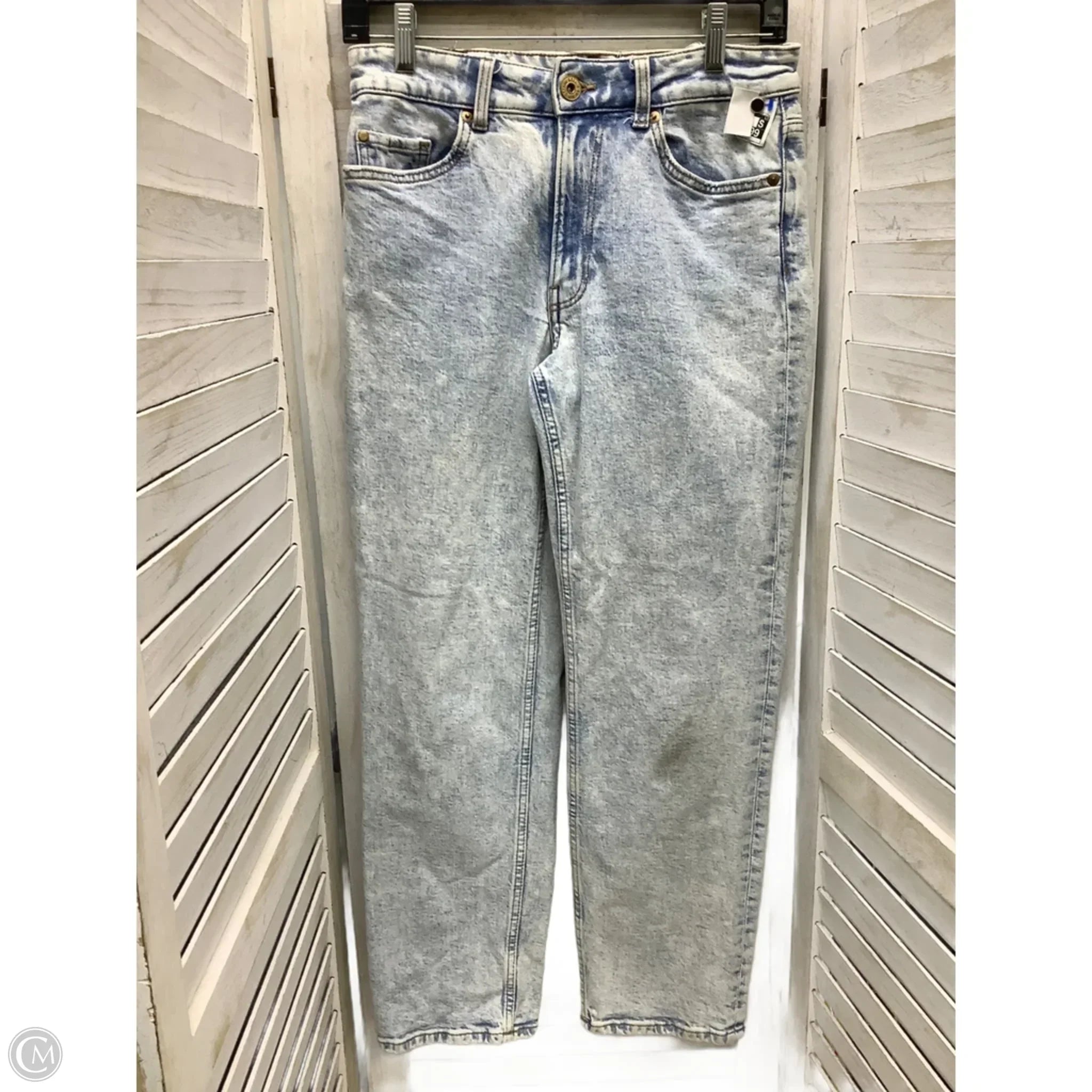 Jeans Straight By H&m In Blue Denim, Size: 4