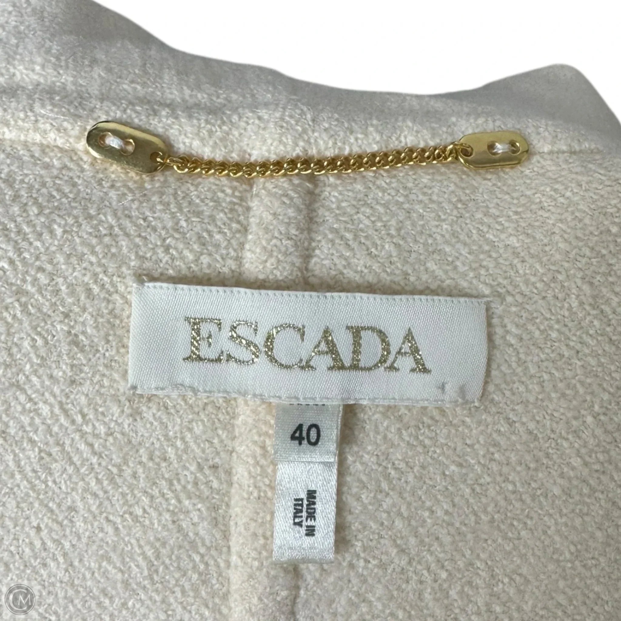 Wool Blend Cardicoat Designer By Escada In Cream, Size: S