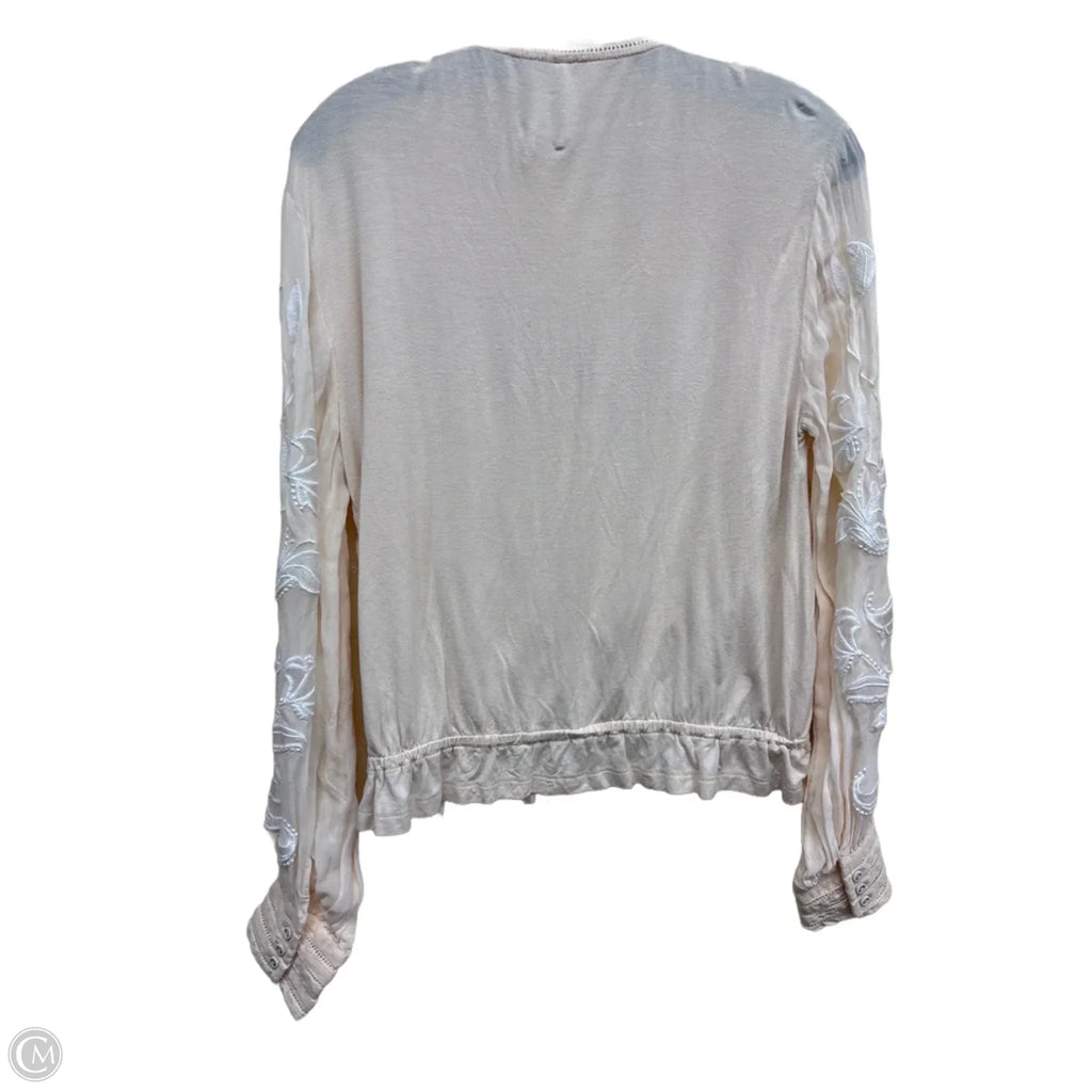 Top Long Sleeve By Anthropologie In Cream & White, Size: S