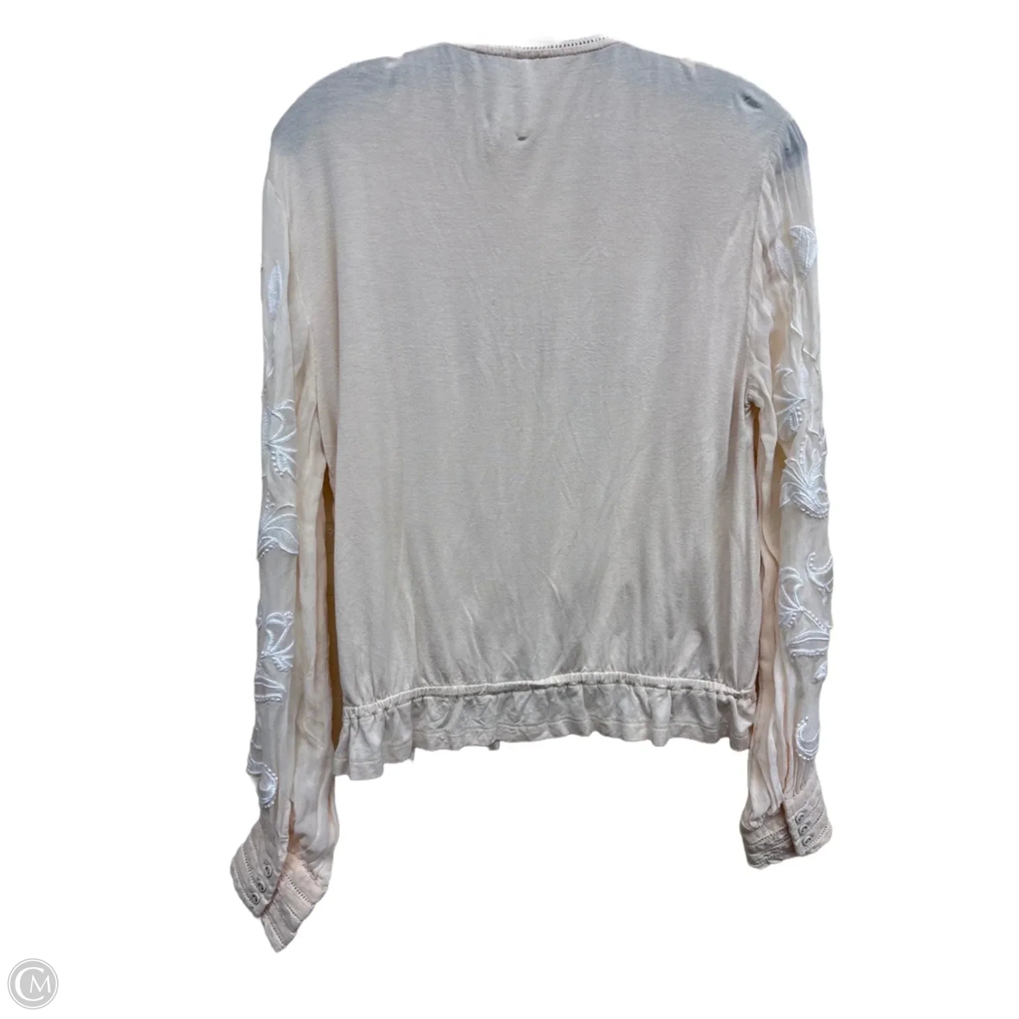 Top Long Sleeve By Anthropologie In Cream & White, Size: S