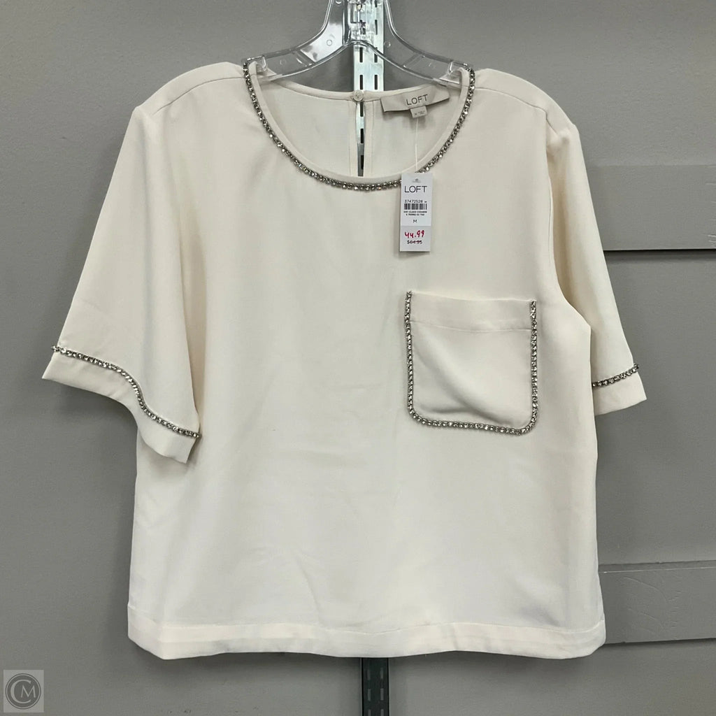 Top Short Sleeve By Loft In Cream, Size: M