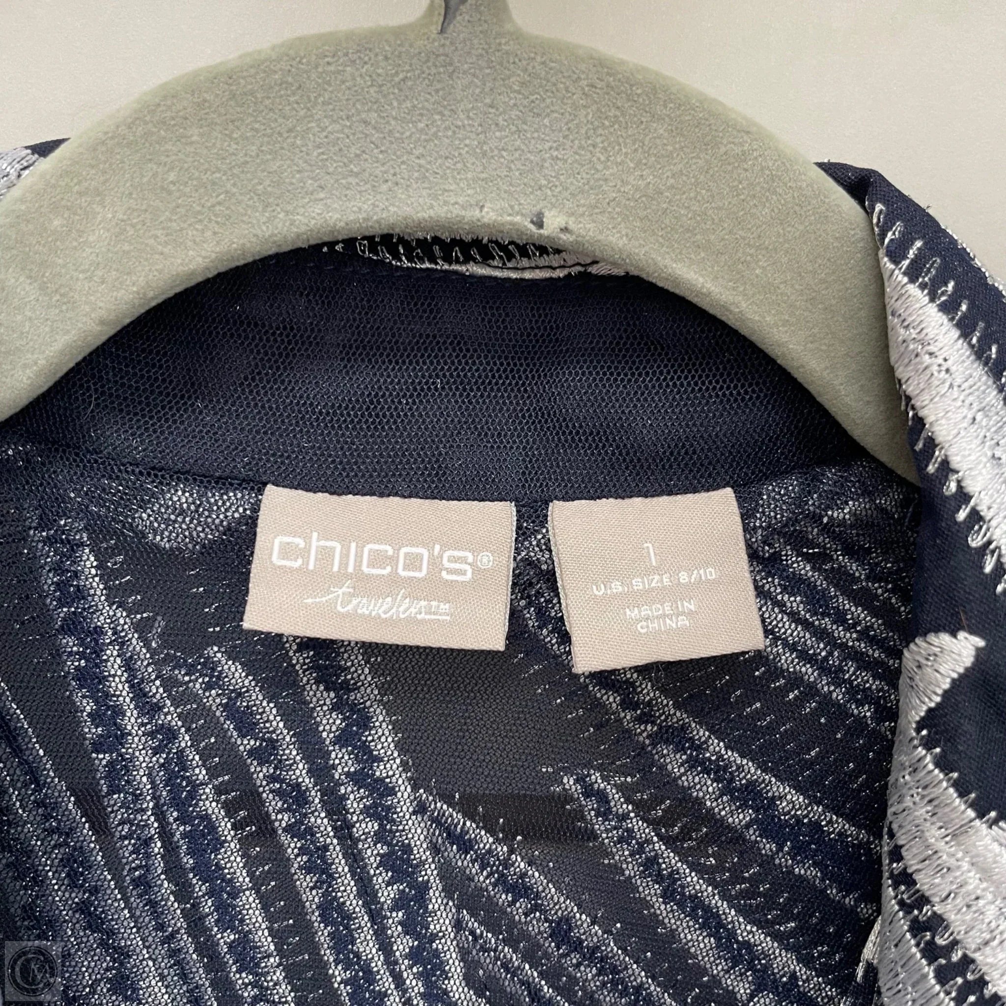 Jacket Other By Chicos In Blue & White, Size: M