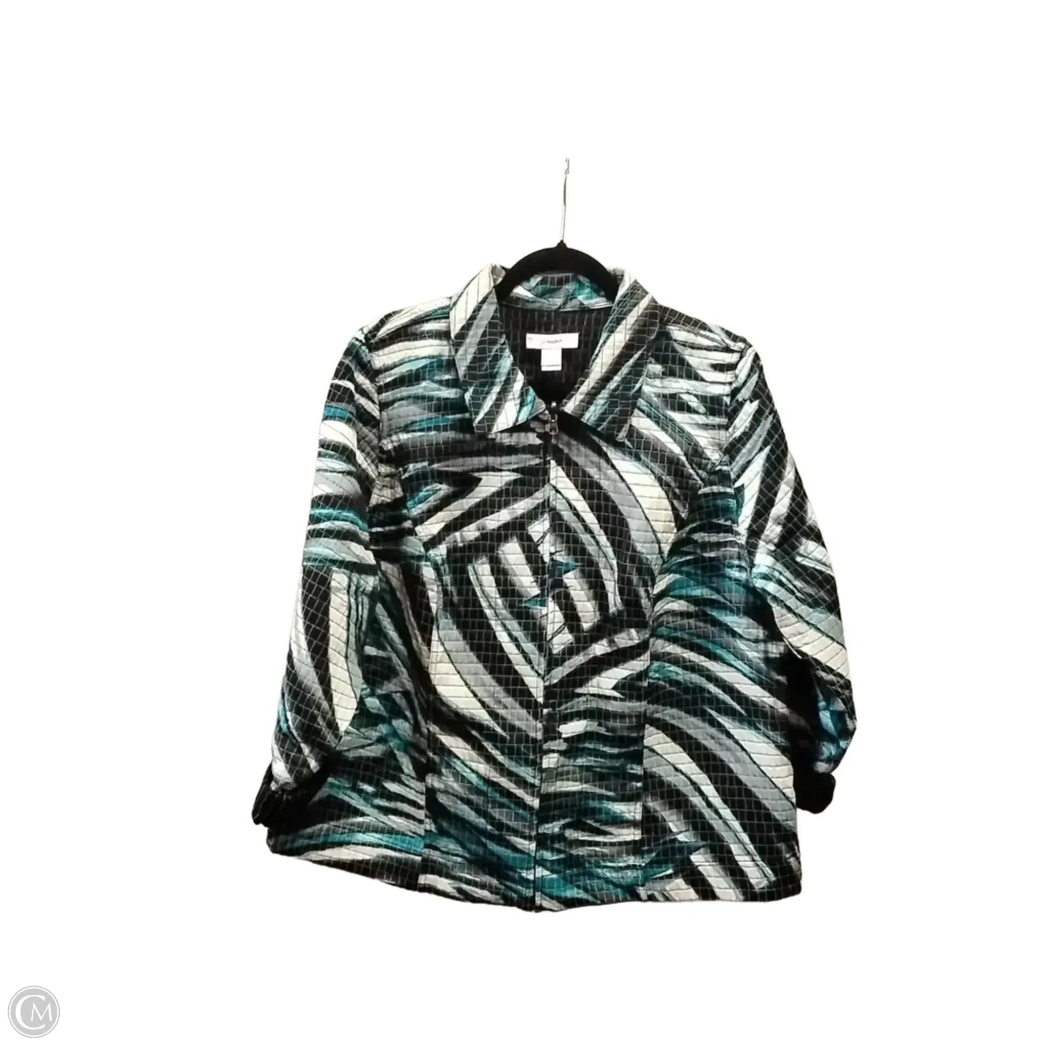 Jacket Puffer & Quilted By Cj Banks In Black & Blue, Size: 1x