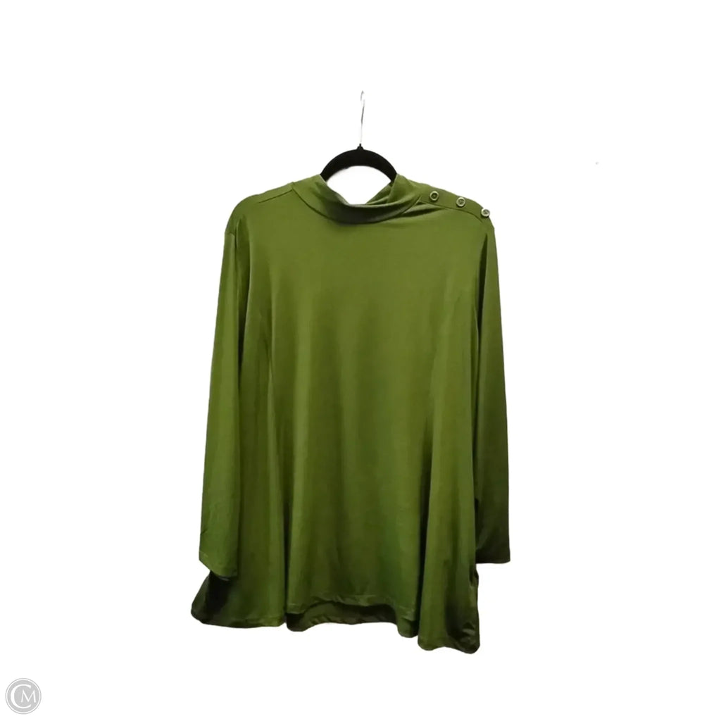 Top Long Sleeve By Susan Graver In Green, Size: 2x
