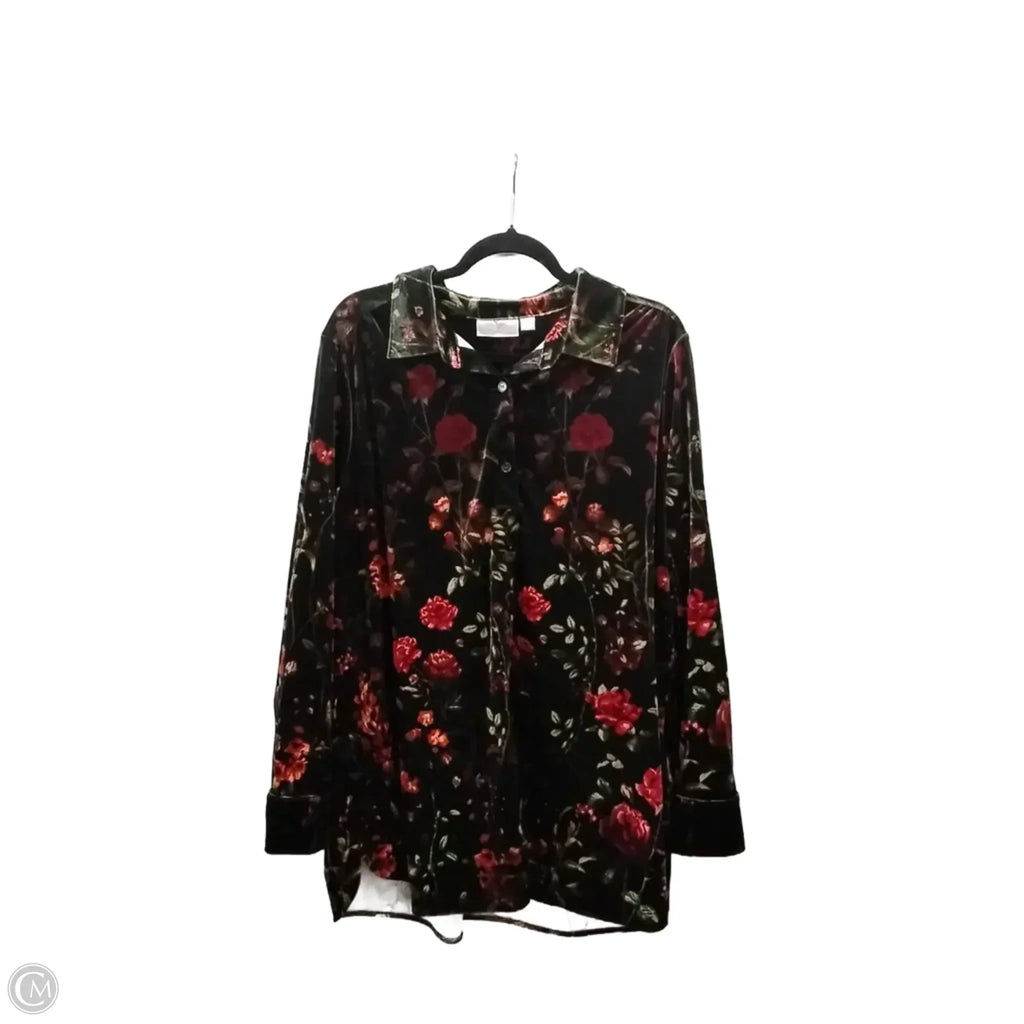 Blouse Long Sleeve By Clothes Mentor In Floral Print, Size: Xl