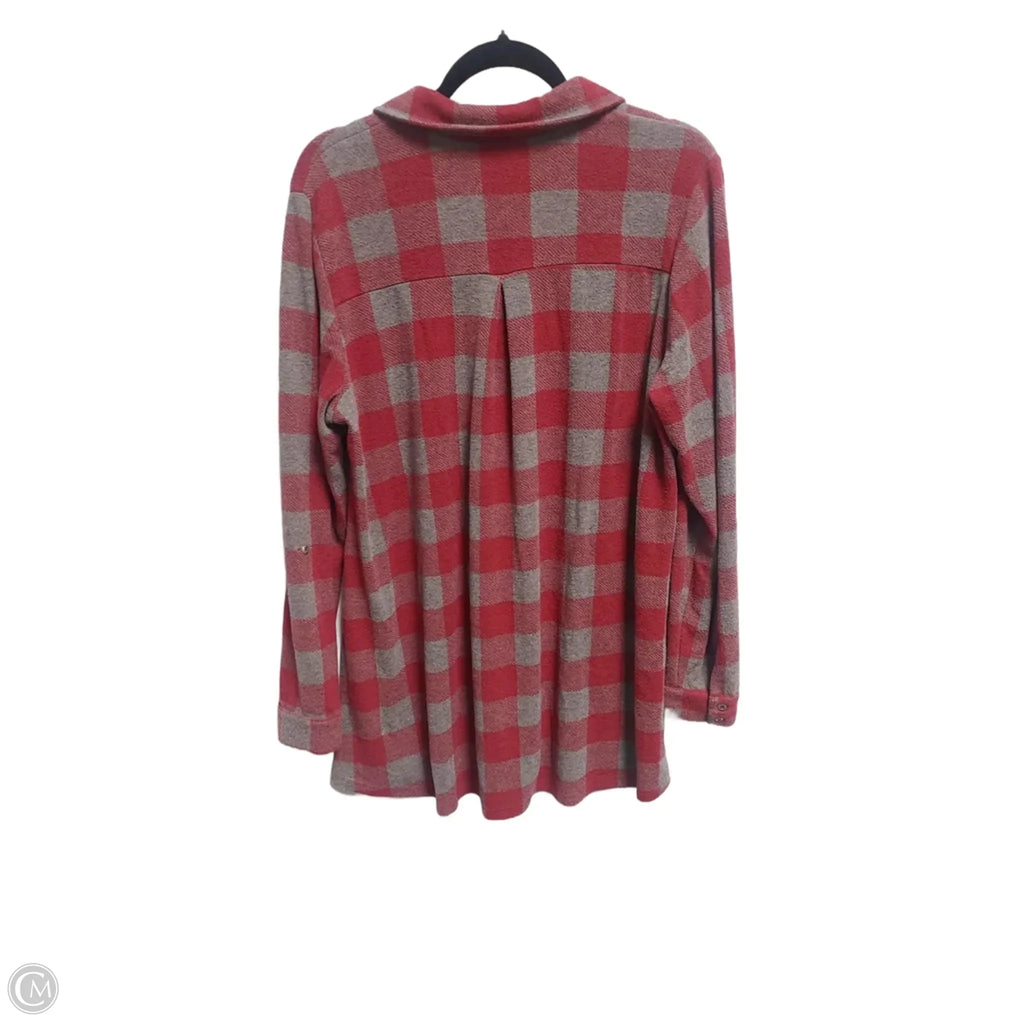 Top Long Sleeve By Soft Surroundings In Grey & Red, Size: L