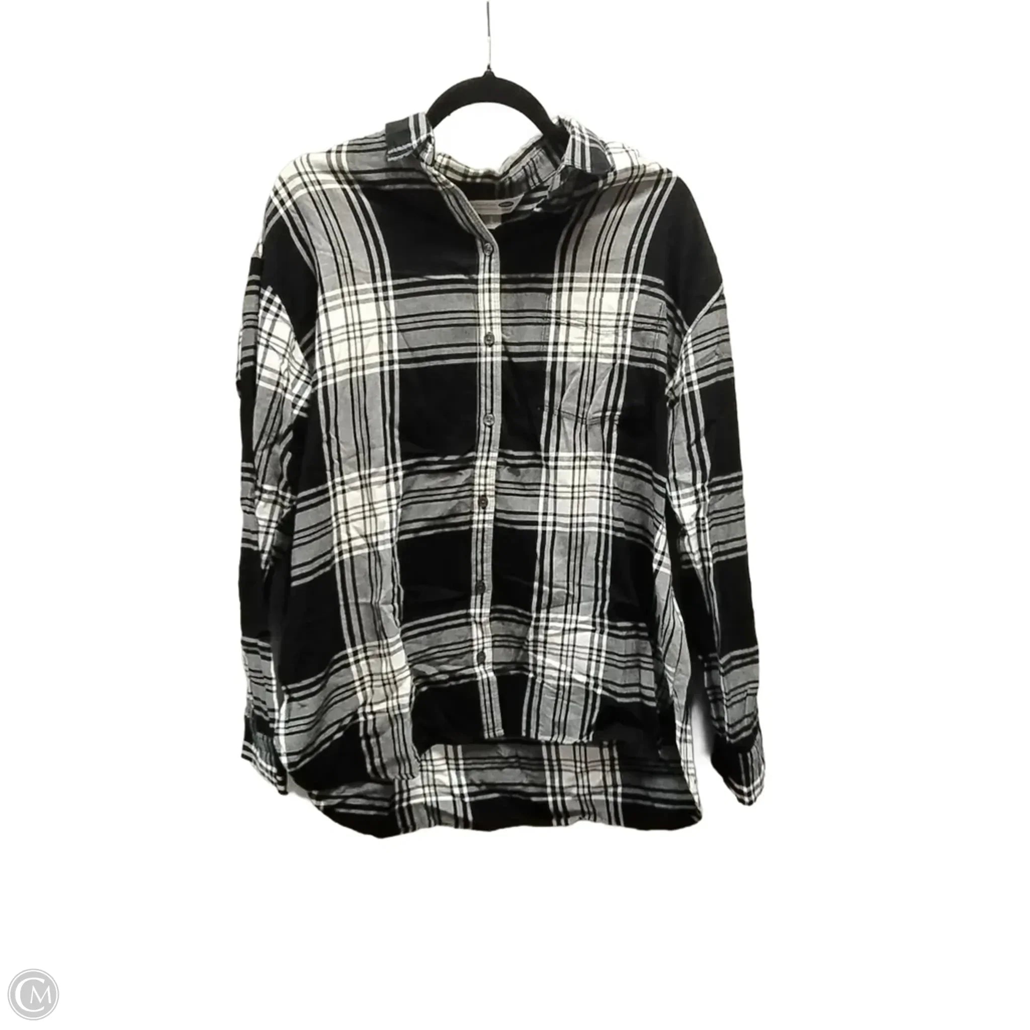 Top Long Sleeve By Old Navy In Plaid Pattern, Size: L