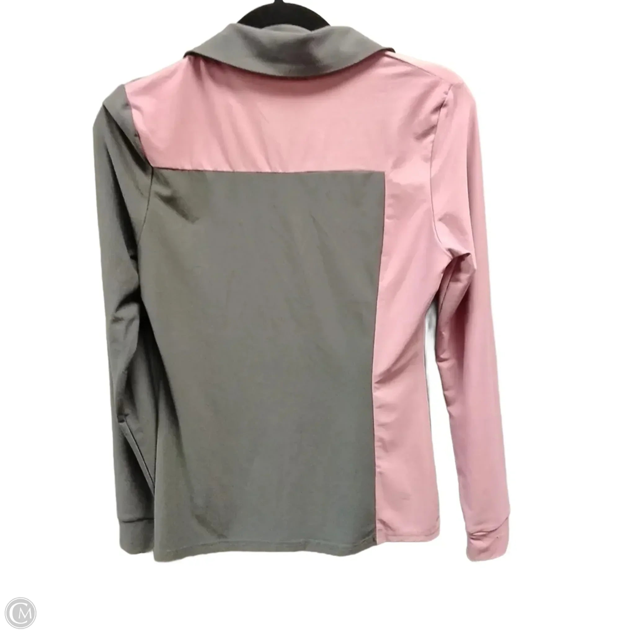 Athletic Top Long Sleeve Collar By Jaclyn Smith In Grey & Pink, Size: S