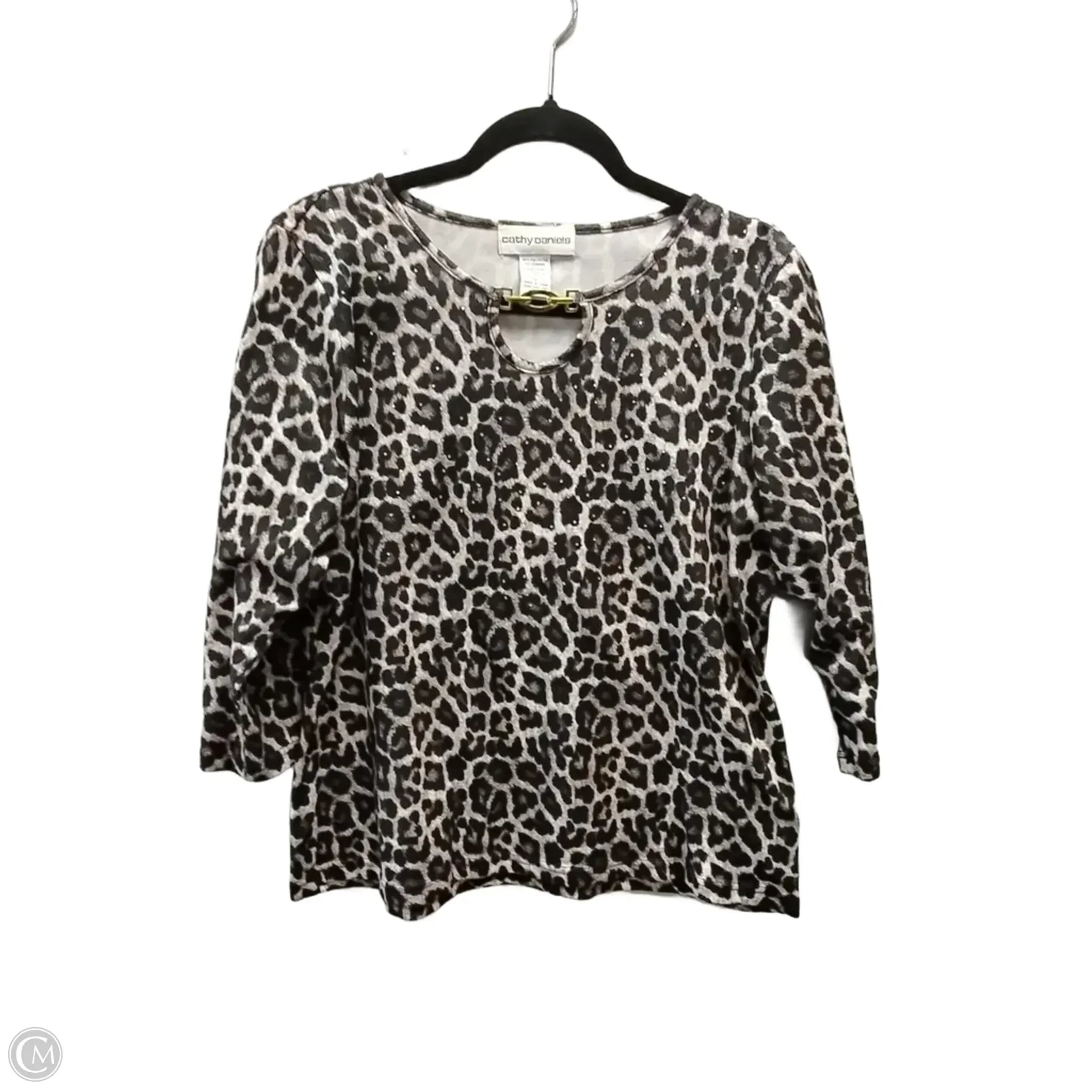 Top Long Sleeve By Cathy Daniels In Animal Print, Size: L