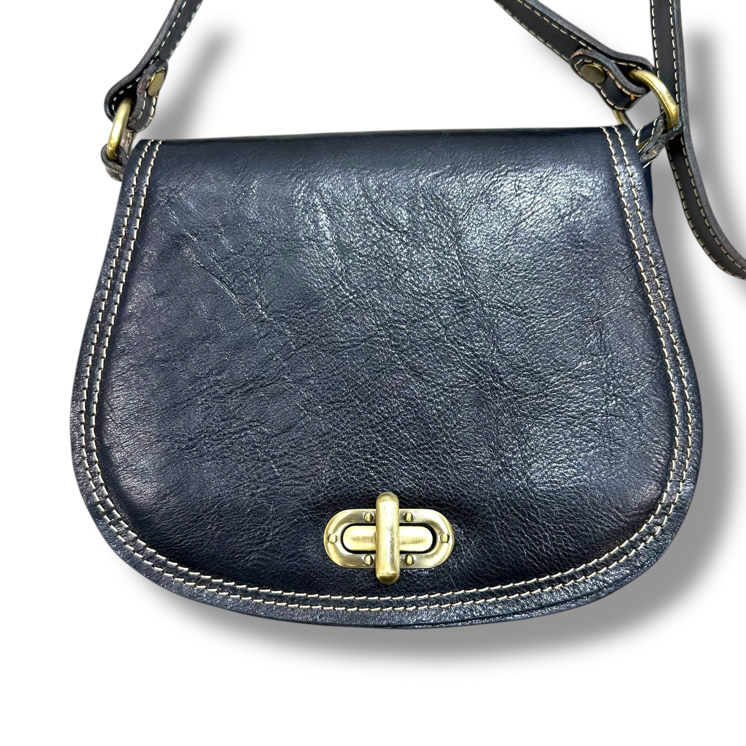 Firenze Saddle Bag Leather Crossbody By Floto, Size: Small