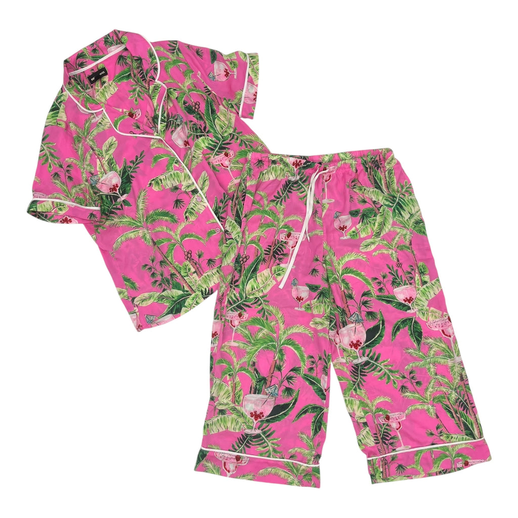 Lounge Set Pants By Clothes Mentor In Green & Pink, Size:M