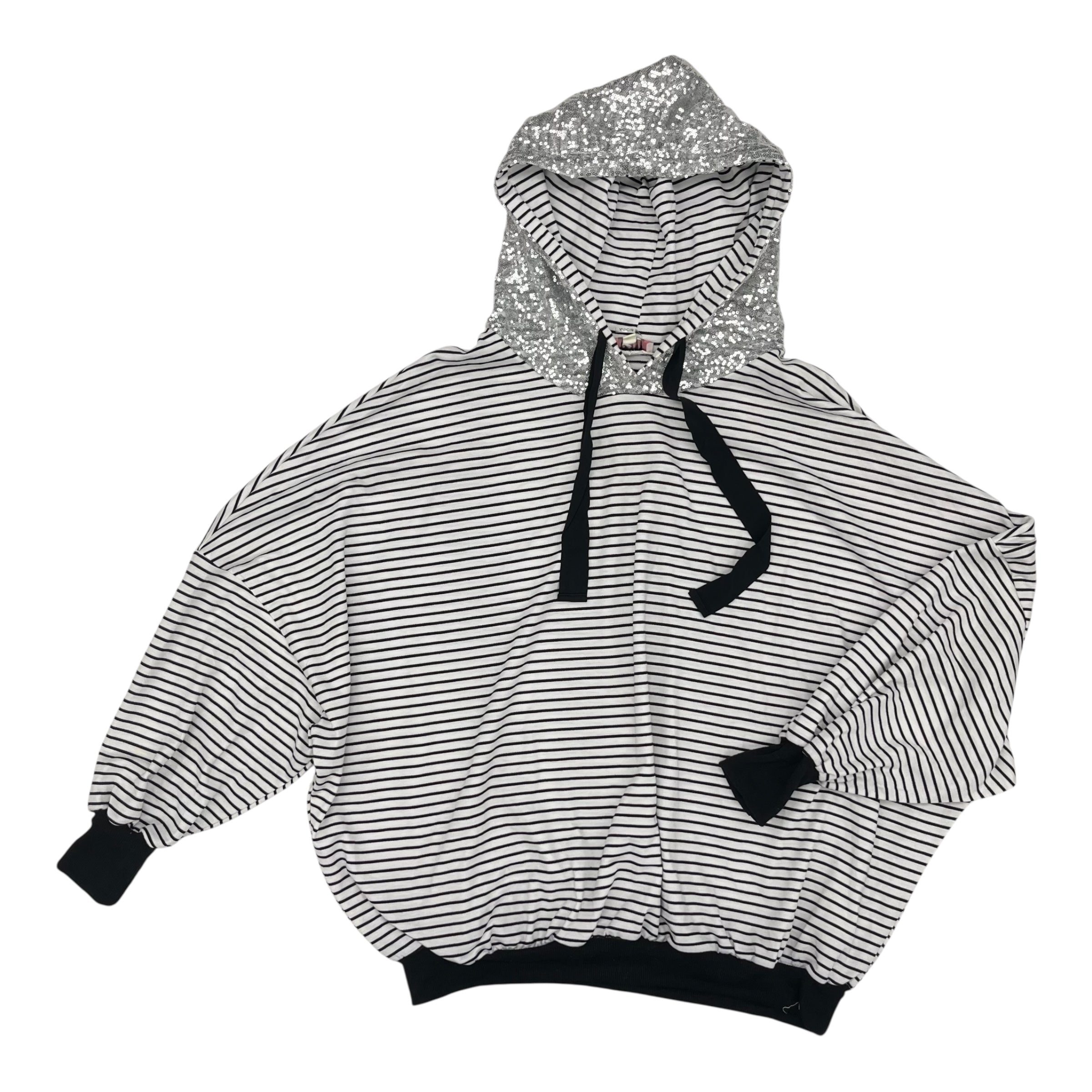 Sweatshirt Hoodie By Andree By Unit In Black & White, Size:1X
